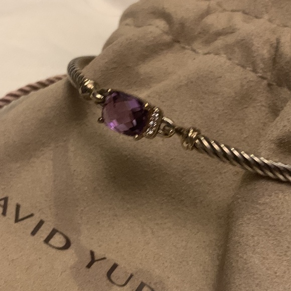 David Yurman 3mm amethyst and diamond cable bracelet - Picture 2 of 6